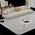 Modern Living Room Sofa And Coffee Table Set With Yellow Cushions Ottoman And Large Windows