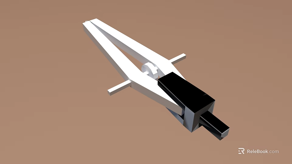 White Folder 3D Model With Black Components On Brown Background 3d model