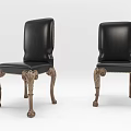 Elegant Black Leather Dining Chairs With Intricate Carved Gold Legs Classic Design