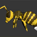 Yellow Bee 3D Rendering With Detailed Wings And Striped Body On Dark Background