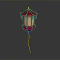 Traditional Chinese Red Lantern With Golden Decorations Pointed Top And White Panels