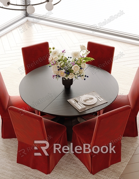 Round Dining Table and Chair model