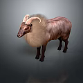 Realistic Fluffy Goat With Curved Horns And Brown Fur Standing On Dark Background