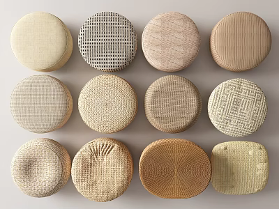 Soft Woven Textured Round And Square Cushions For Home Decor Items 3d model