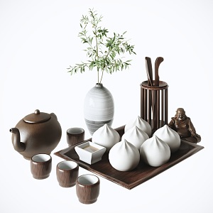 New Chinese Tea Set Morning Tea Set 3d model