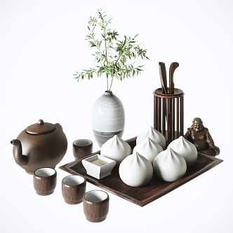 New Chinese Tea Set Morning Tea Set 3d model