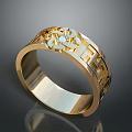 Elegant Golden Ring With Intricate Filigree Patterns And Central Gemstone