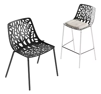 Modern Iron Dining Chair 3d model