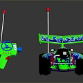 Green Blue Remote Control Toy Car With Red Antennas Flame Design For Daily Life