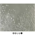 Wall Decor with White Plant Pattern on Gray Background Featuring Branches and Flowers Texture