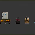 Construction Equipment Collection Featuring Trailer Generator Red Compressor Yellow Roller And Blue Cylinder