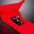 Red Car Interior Gear Shift Panel With Black Knob And Control Buttons 3d model