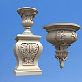 Stone Carved Architectural Components With Classical Decorative Patterns And Ornamental Details 3d model