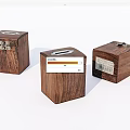 Public Facilities Three Wooden Donation Boxes With Coin Slots And Metal Clasps