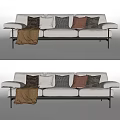 Modern Three-Seat Sofa Double Sofa Multiplayer Sofa Blanket Pillow 3d model