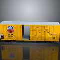 Yellow Union Pacific Model Train Car With Open Door And Identification Numbers