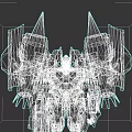 Game And Movie Robot Character With Mechanical Wings Armor And Blue Red Black Design