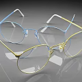 Stylish Blue and Yellow Metal Frame Glasses with Transparent Lenses