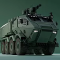Green Painted Modern Military Armored Vehicle With Turret Multi Wheel And Headlights
