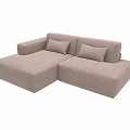 Light Brown Fabric L Shaped Sectional Sofa With Two Cushions Modern Design 3d model