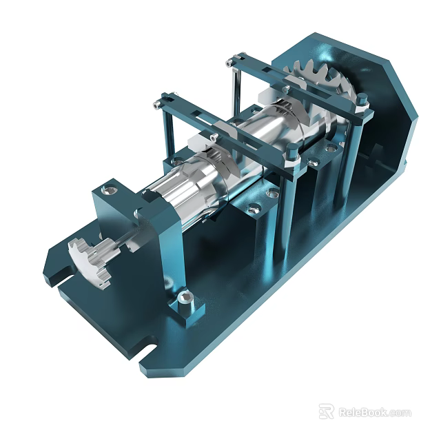 Mechanical Industrial Device With Metal Frame Gear Shaft And Support Structure 3d model