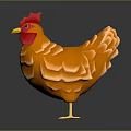 Orange Cartoon Rooster With Red Comb Yellow Beak And Feet On Black Background
