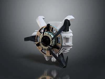Heavy Duty Industrial Mechanical Device With Circular Rotary Structure White Frame And Black Blades 3d model