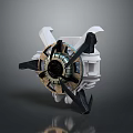 Heavy Duty Industrial Mechanical Device With Circular Rotary Structure White Frame And Black Blades