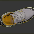 White Basketball Shoes With Yellow Purple Accents LA Logo And Elephant Print Design