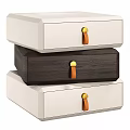 Modern Bedside Table Design With White And Dark Wood Drawers And Leather Handles