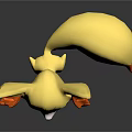 Yellow Fox Game Movie Character With Big Ears Red Eyes And Orange Tail Tip