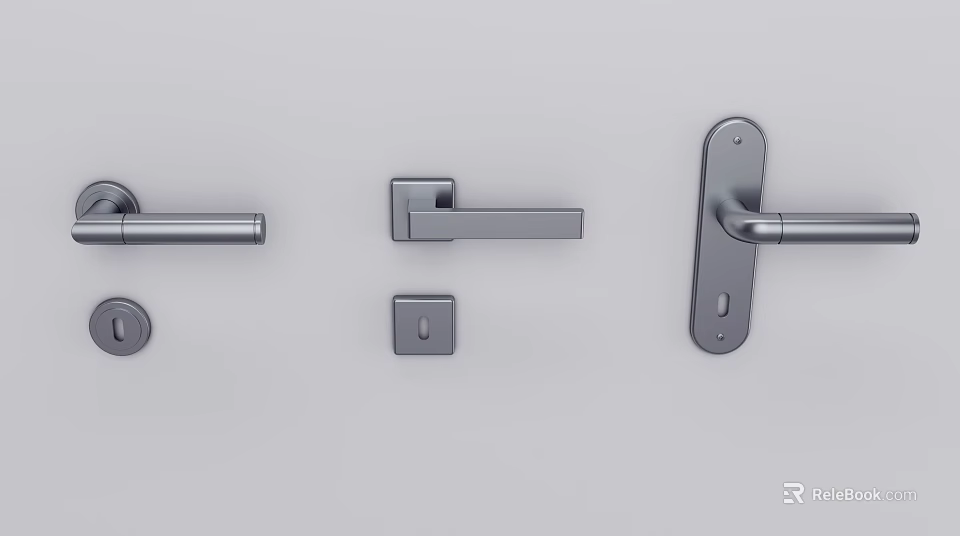 Modern Metal Door Handles With Various Stylish Designs And Finishes 3d model 