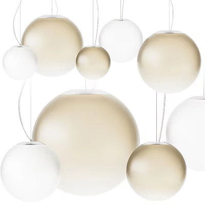 Modern Spherical Pendant Lights Design With Gold And White Color Scheme 3d model