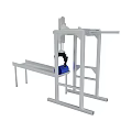 Industrial Mechanical Testing Device With White Metal Frame And Blue Sphere 3d model