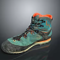 Turquoise Hiking Boots With Dark Gray Toe Orange Lining And Black Orange Laces