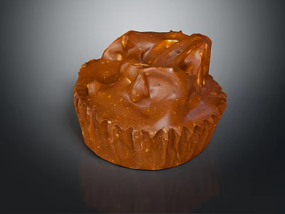 Rich Chocolate Dessert With Shiny Glaze And Crunchy Nut Topping In Paper Cup 3d model