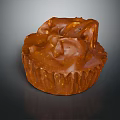 Rich Chocolate Dessert With Shiny Glaze And Crunchy Nut Topping In Paper Cup
