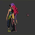 Three Anime Female Characters With Colorful Hairstyles And Stylish Outfits