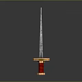 Silver Scimitar Weapon With Golden Hilt And Red Gem Ornate Design
