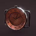 Vintage Copper Dial Clock With Black Hands Metal Frame And Numbers One To Twelve