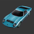 Blue Vintage Sports Car With Sleek Body And Distinct Front Grille