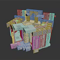 Modern Intricate Geometric Building Structure With Stacked Modular White Blocks Design