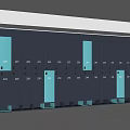 Gray Storage Lockers With Blue Doors And Numbered Compartments In Facility 3d model