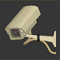 Beige Projection Monitoring Camera With Protective Housing And Connection Cable