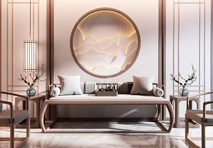 New Chinese Style Combination Sofa Combination 3d model
