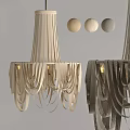 Modern Chandelier Featuring Draped Strips And Neutral Toned Round Spheres 3d model