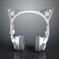 Stylish Silver Cat Ear Design Headphones With Soft Ear Cups And Adjustable Headband