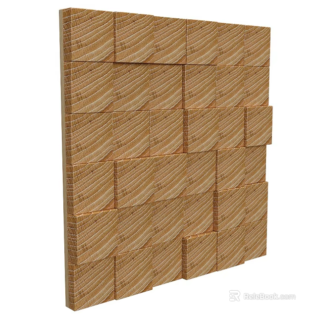 Wooden Wall Panel Design With Natural Rustic Slat Texture For Home Interior 3d model