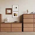 Modern Wooden Dressers With Decorative Paintings Table Lamp And Art Pieces