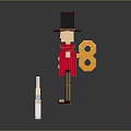 Traditional Nutcracker Figure Standing Pose With Red Coat Black Hat And Wooden Body